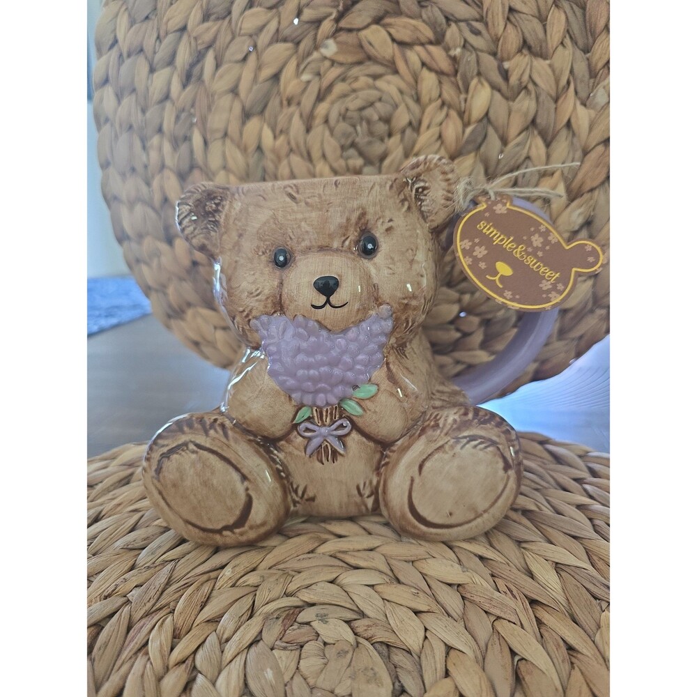 Best Friends Collection Bear Mug with Lilacs NEW